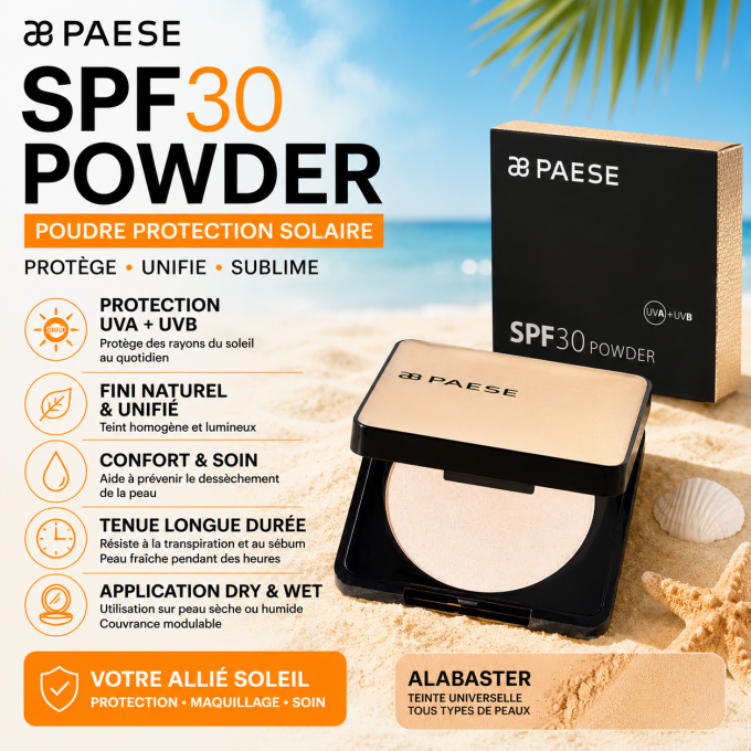 Poudre protection solaire SPF30 - Alabaster - PAESE