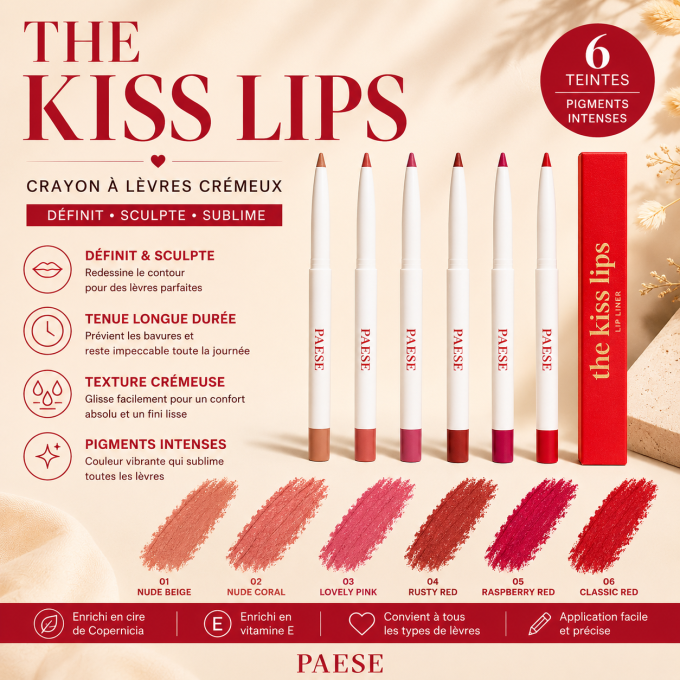 Crayon à lèvres crémeux "The Kiss Lips" - 0,3 g - 6 teintes - Paese