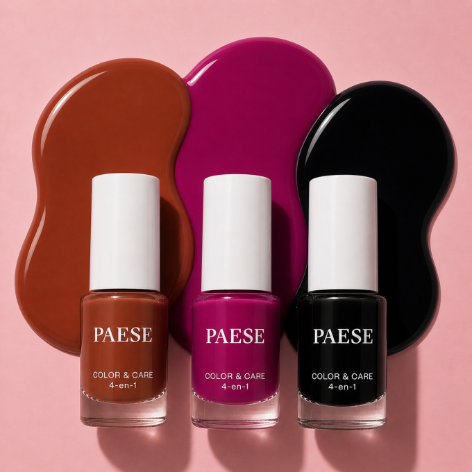 Trio de Vernis COLOR & CARE 4-en-1 – 3 x 5,5 ml – 3 teintes – PAESE